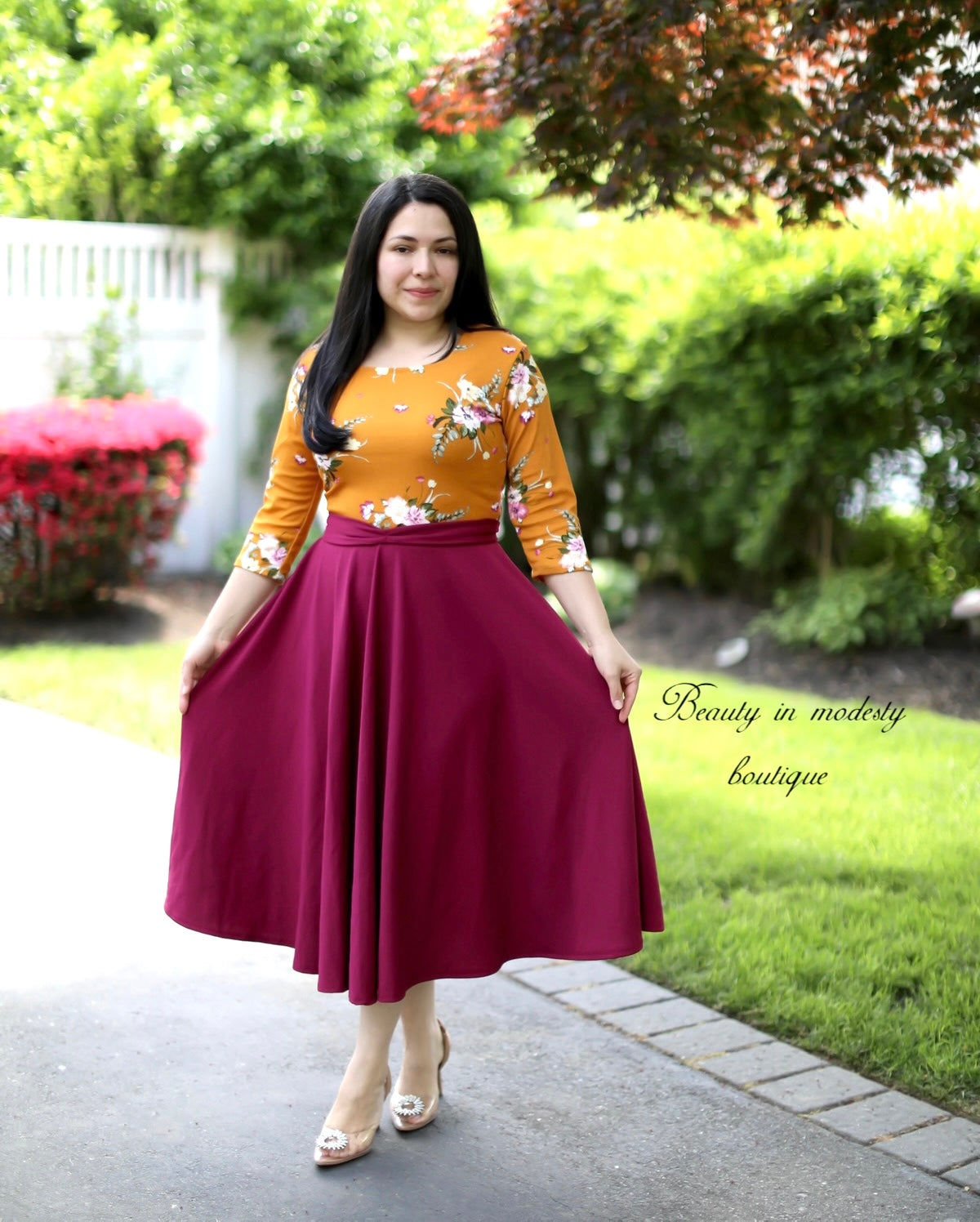 Patricia Mustard / Burgundy Midi Dress