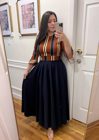 Brown Navy Maxi Dress