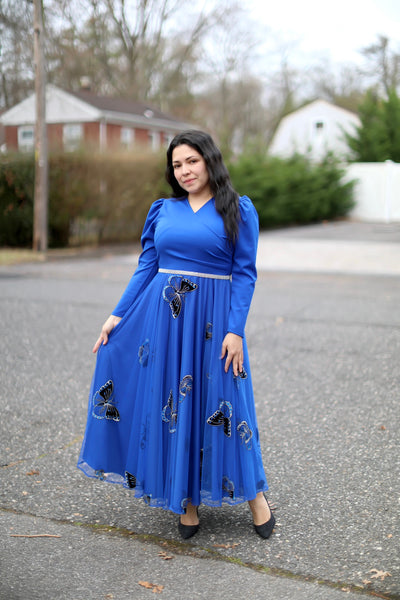 Royal Blue Tulle Maxi Dress