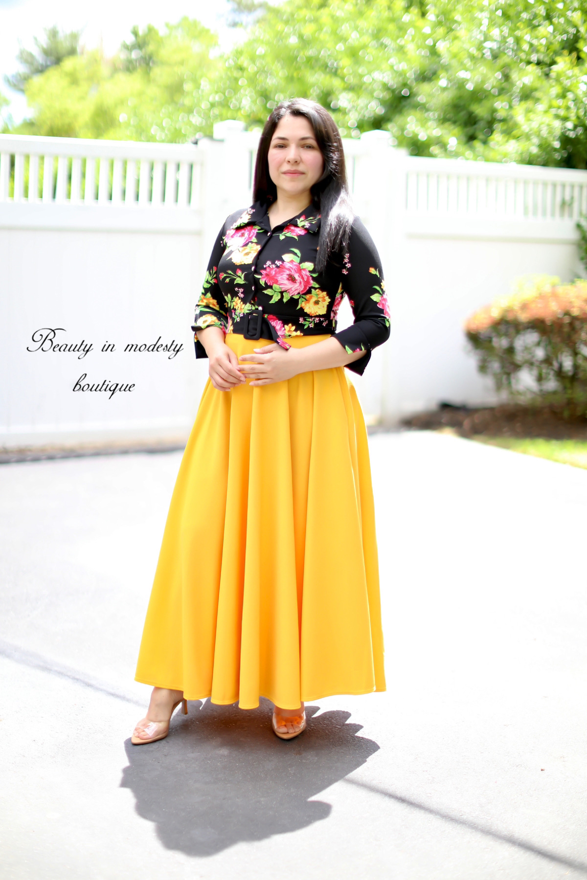 Edelma Black Floral / Mustard Maxi Dress