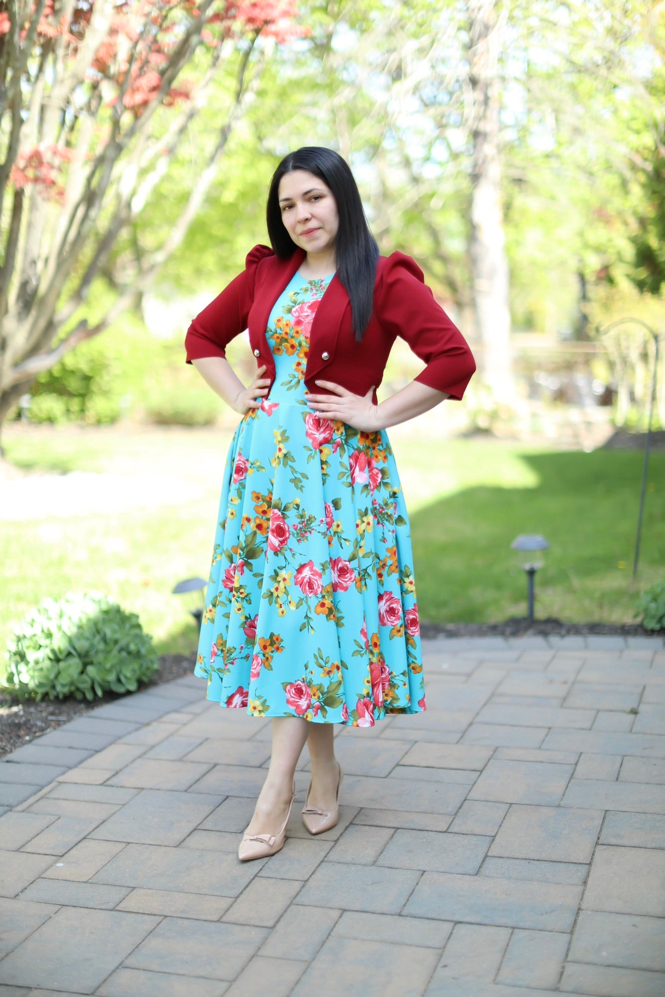Adeline Red Mint Midi Dress