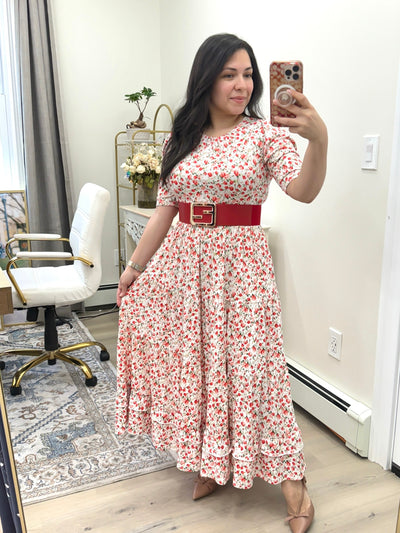 Soft Red Ivory Maxi Dress