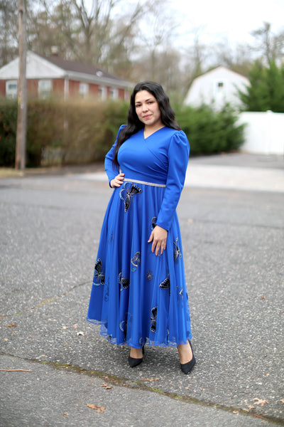 Royal Blue Tulle Maxi Dress