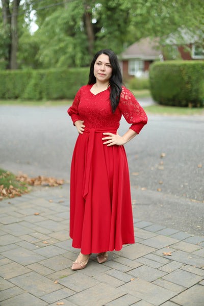 Red Sequins Maxi Dress