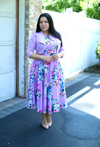 Lavender Floral Midi Dress