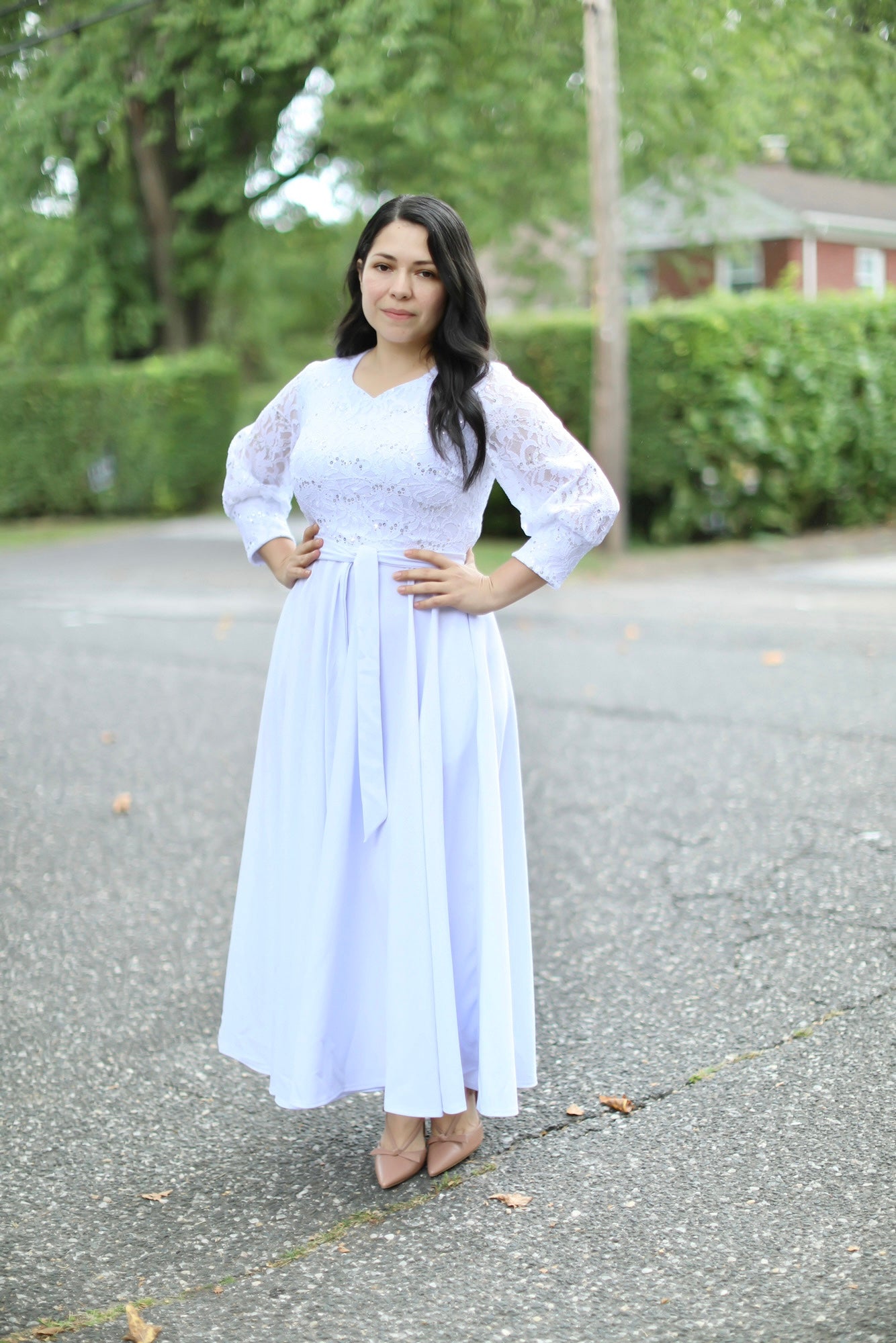 White Sequins Maxi Dress