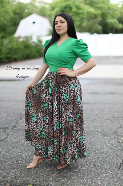 Green Butterflies Maxi Dress