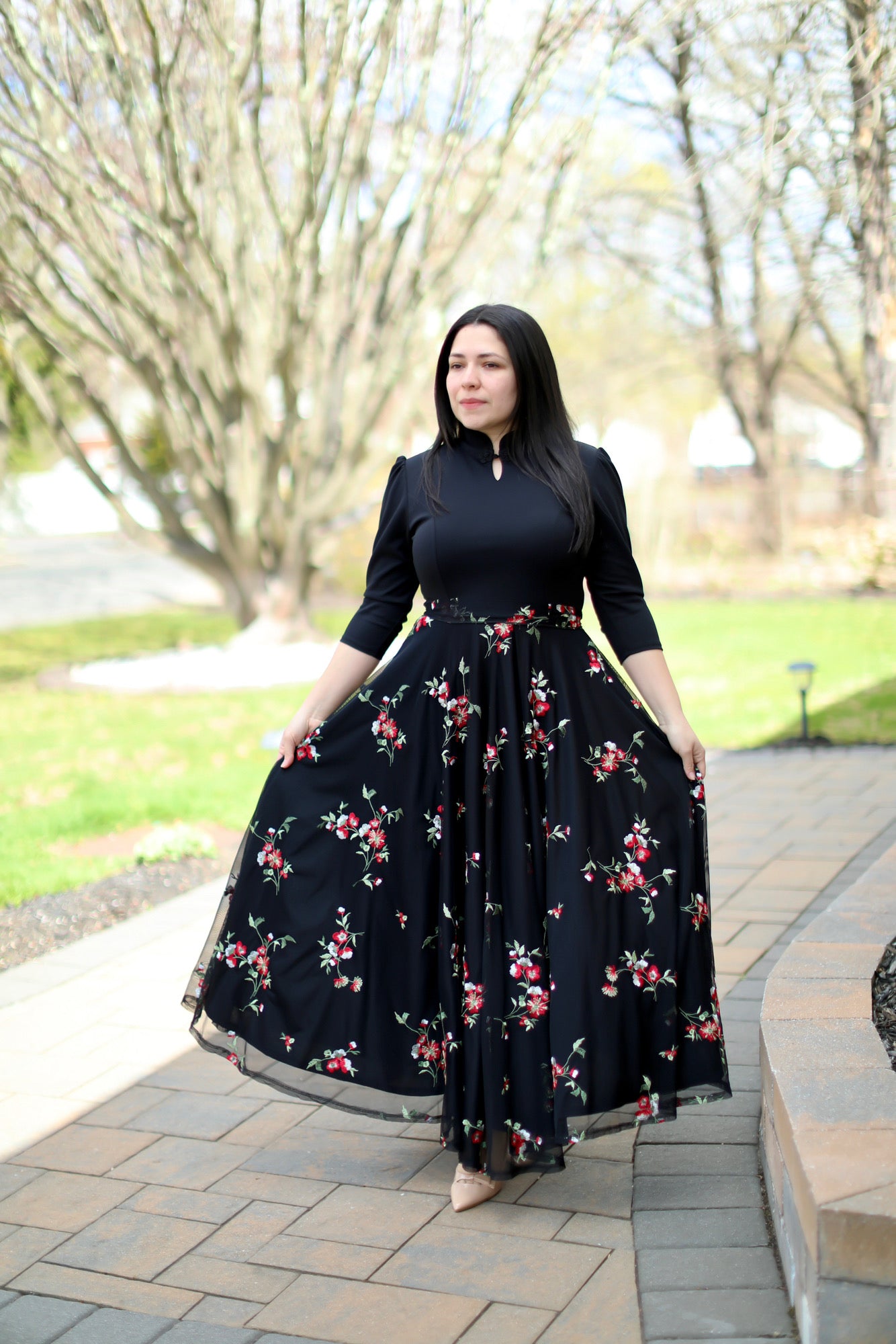 Mother's Black Roses Maxi Dress
