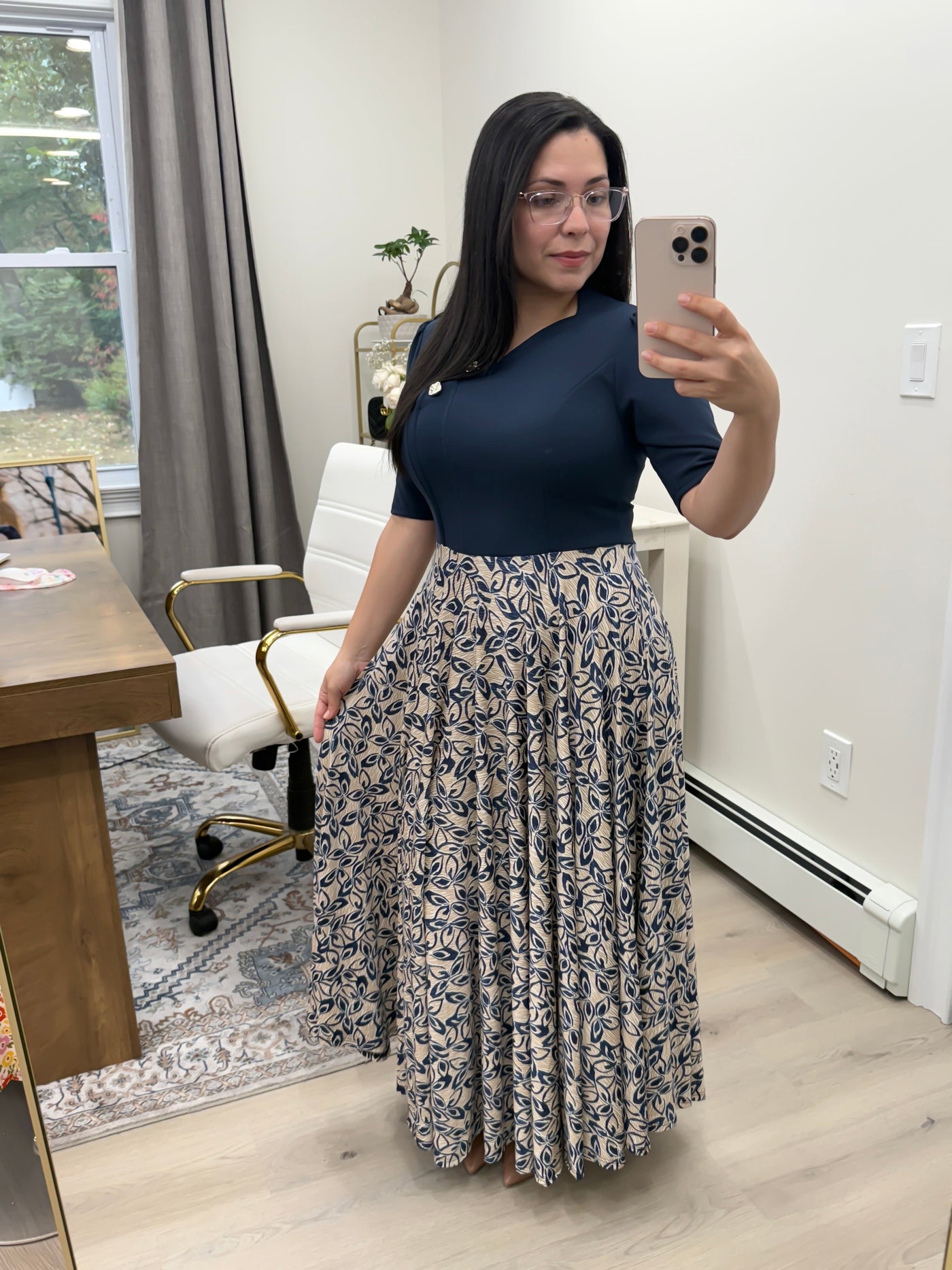 Karen Navy Blue Floral Maxi Dress