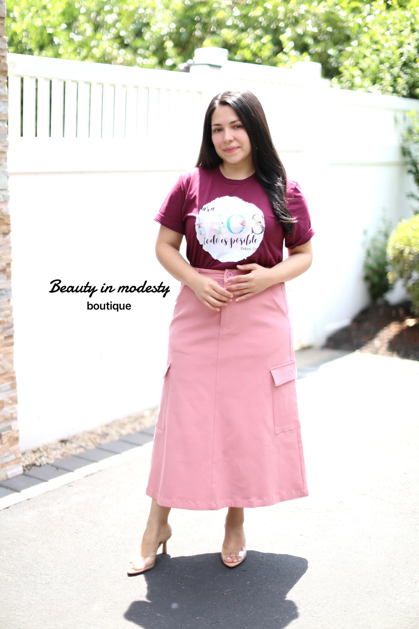 Pink Denim Denim Skirt