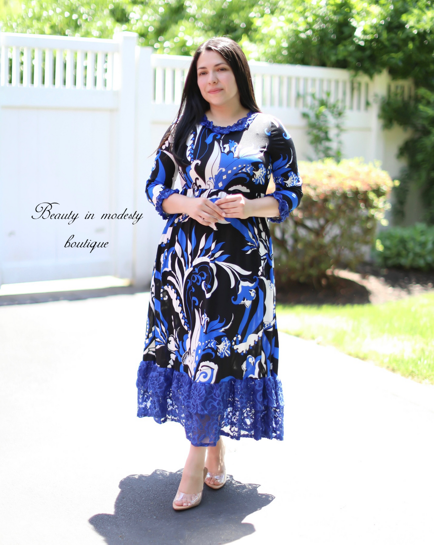 Royalty Lace Blue Midi Dress