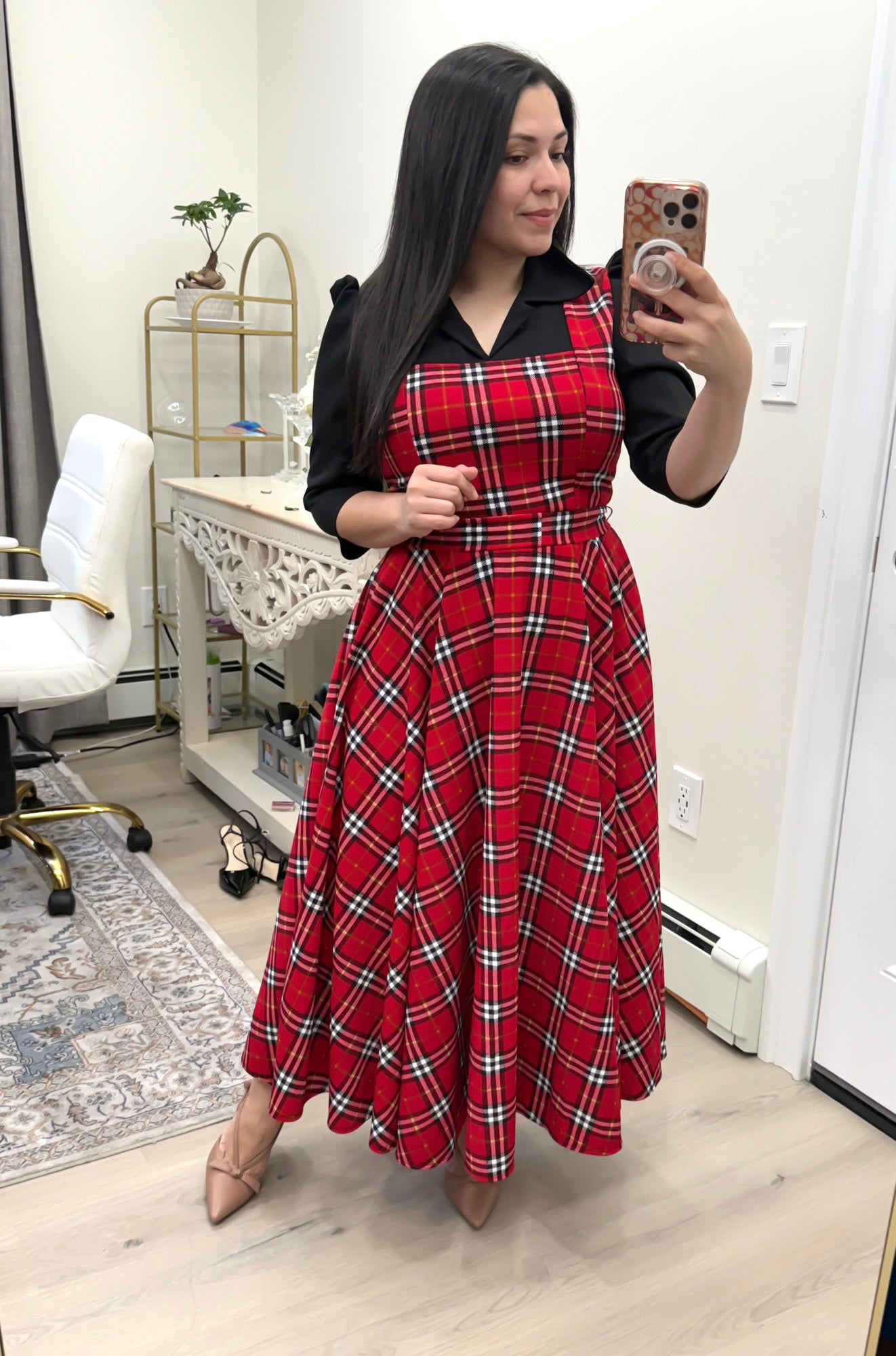 Black Red Overall Maxi Dress