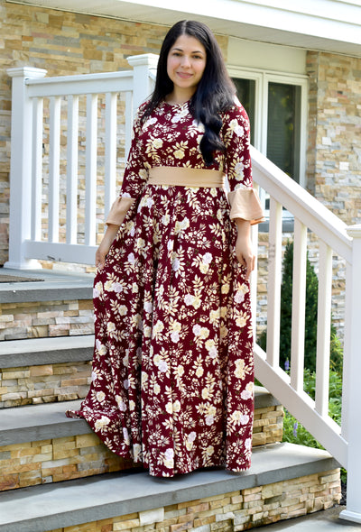 Camelia Burgundy Maxi Dress