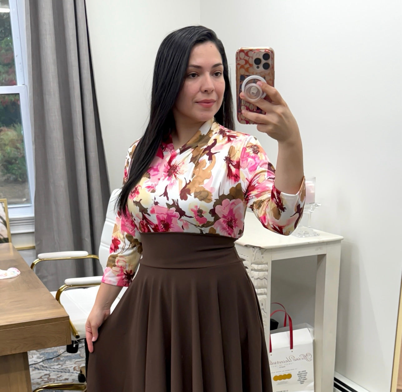 Brown Floral Top