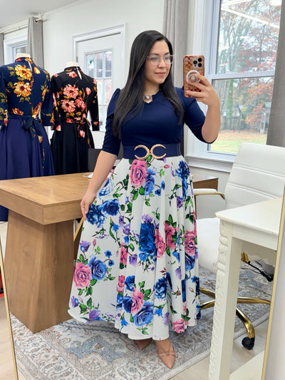 Moroccan Navy Floral Maxi Dress
