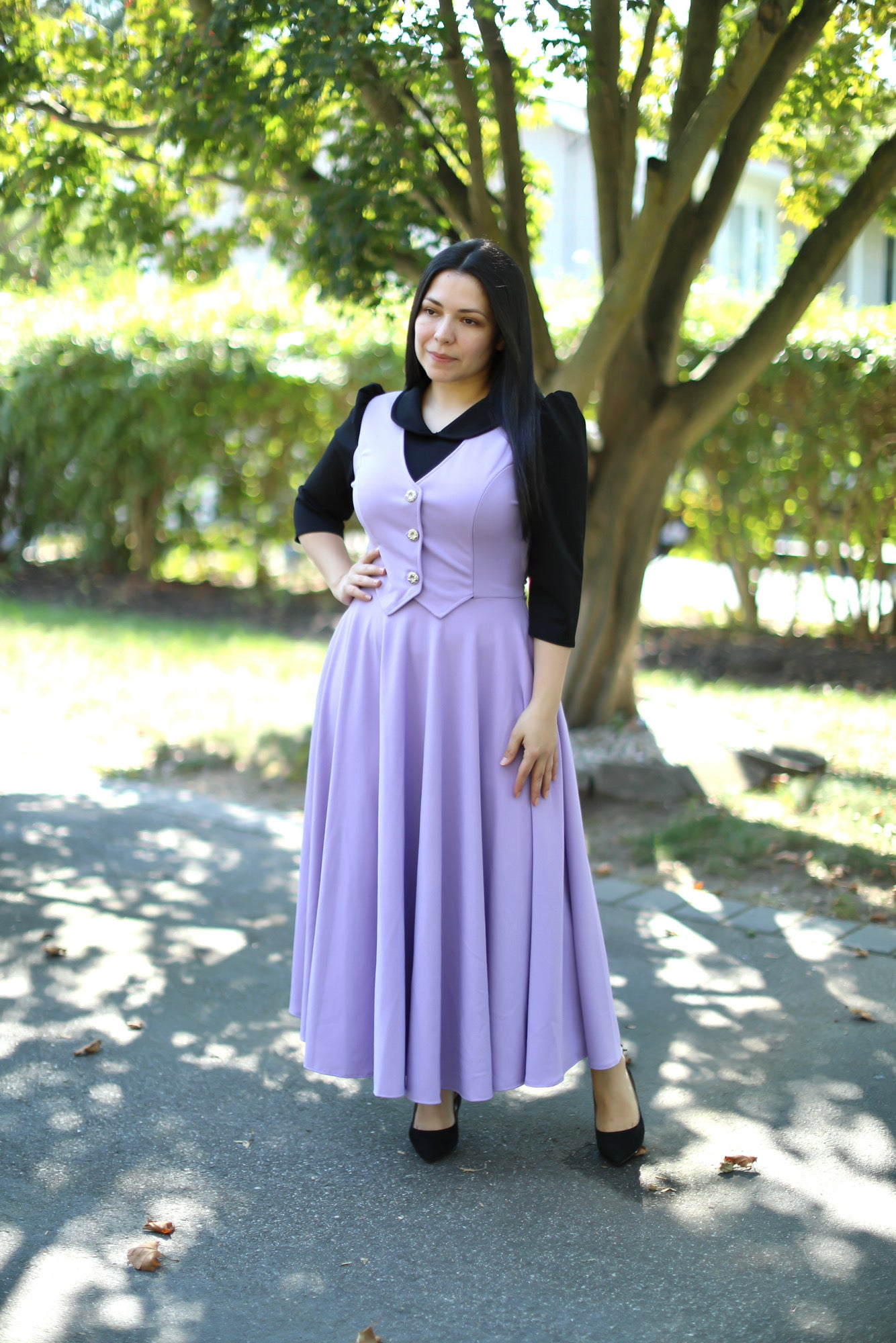 Black Lilac Overall Maxi Dress