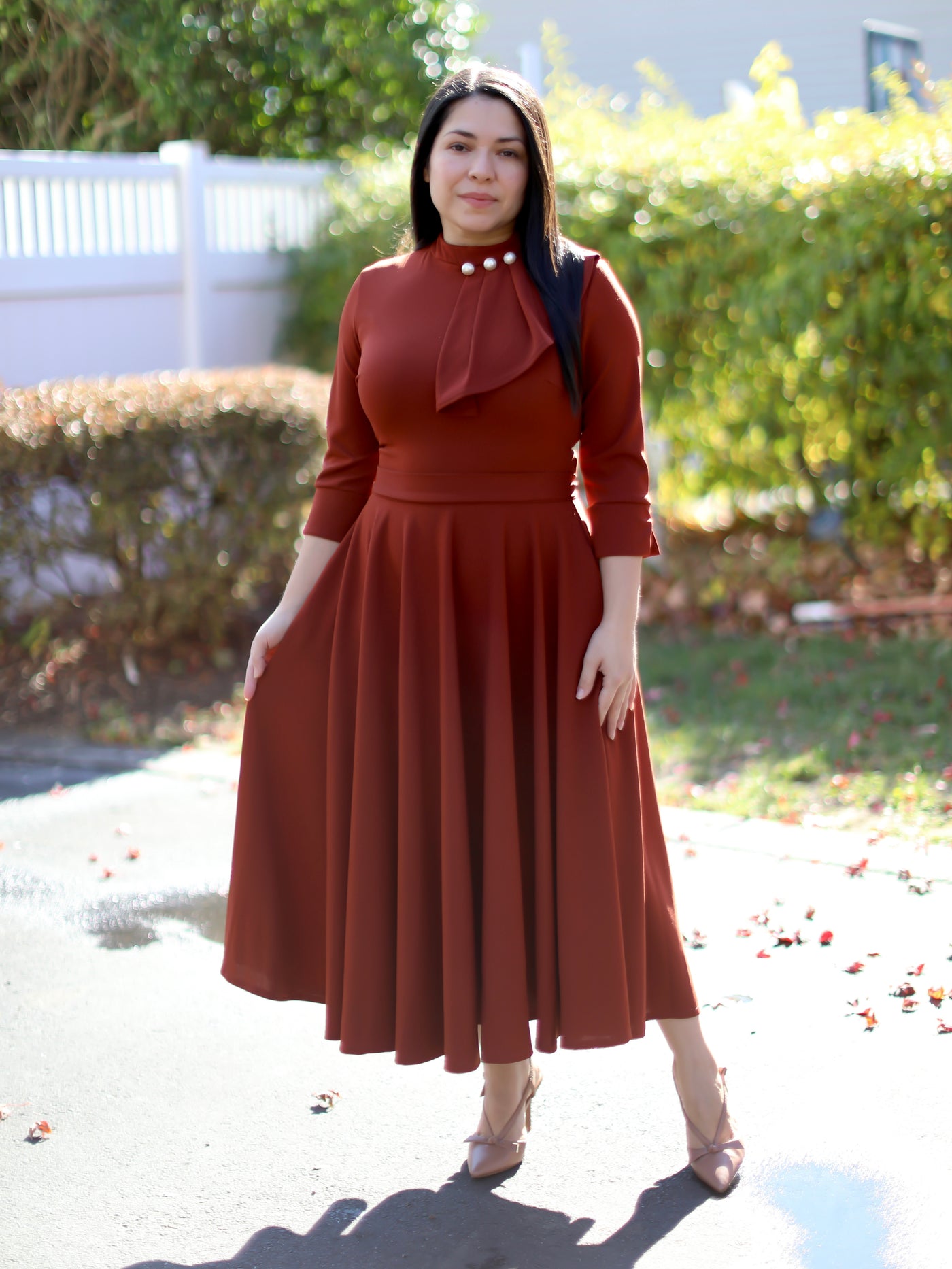 Rebecca Cognac Midi Dress