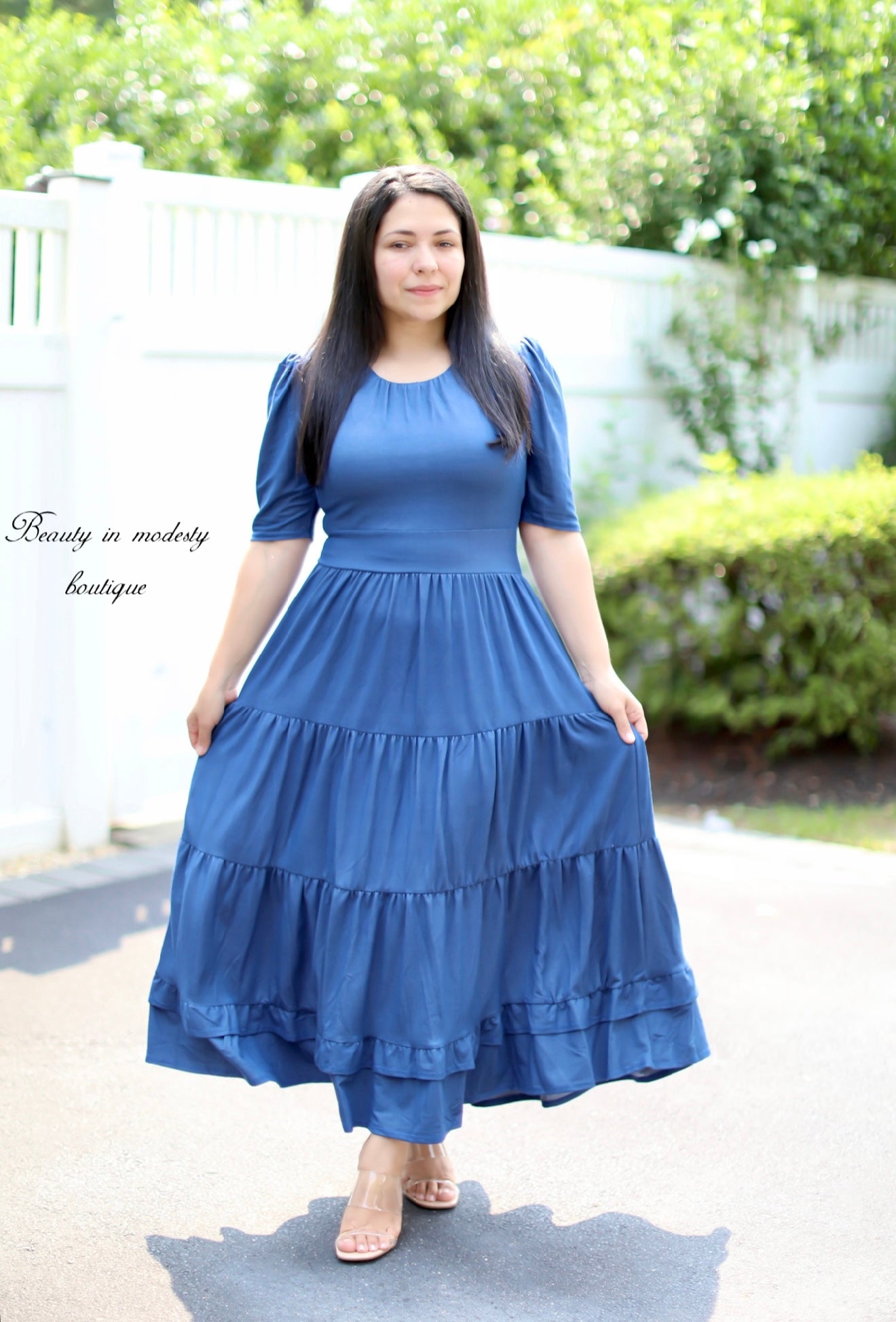 Claires Strechy Denim Maxi Dress