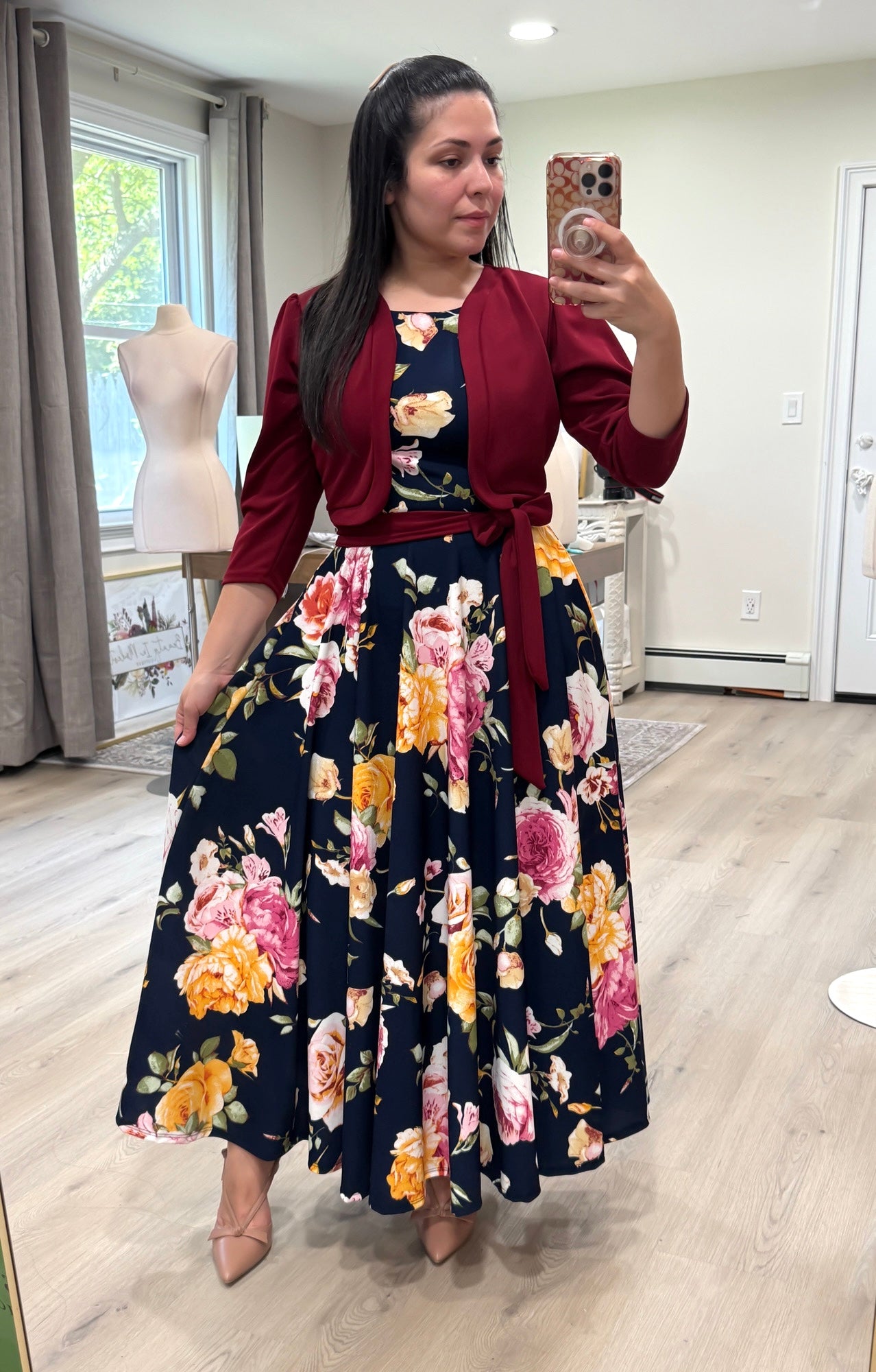 Merlyn Burgundy Floral Maxi Dress