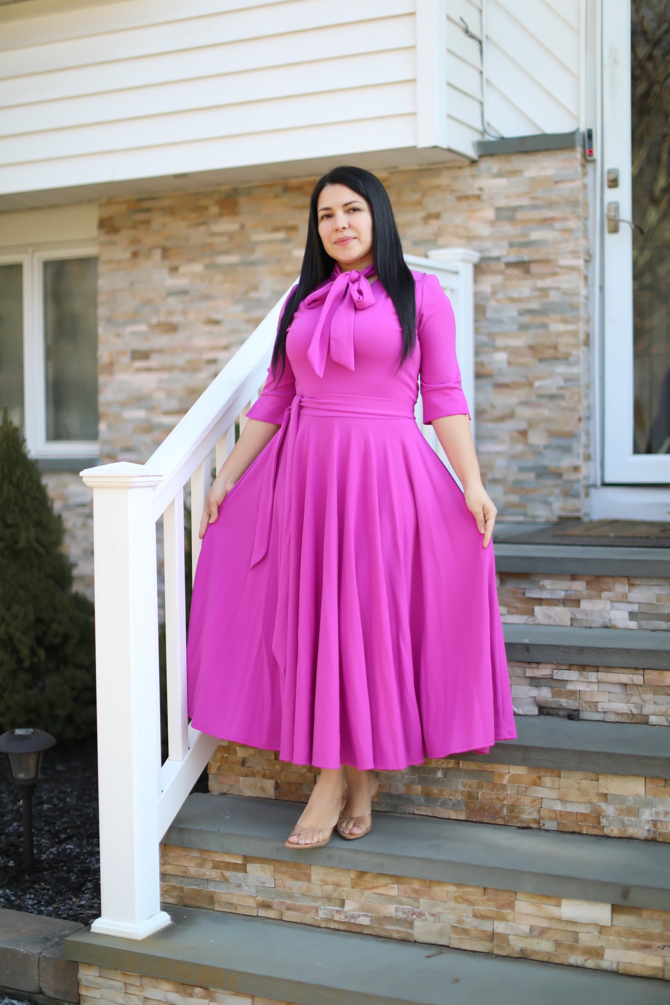 Abelina Fuscia Midi Dress