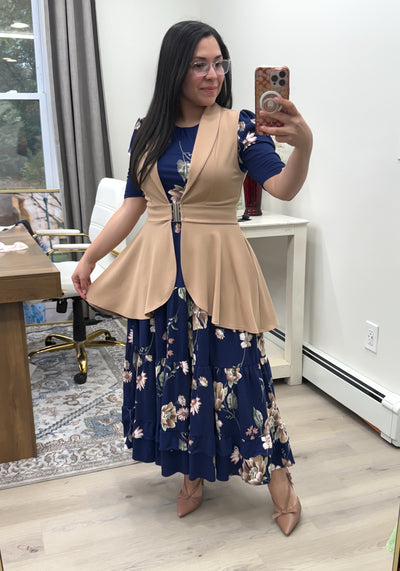 Beige High-Low Vest (blazer)