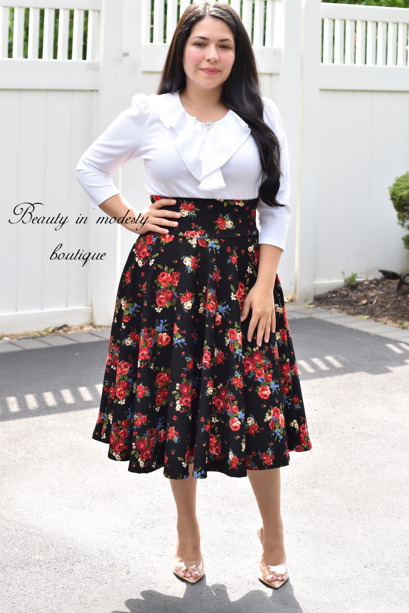 Black Garden Midi Skirt