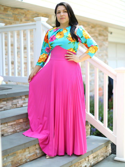 Lilibeth Floral / Fuscia Maxi Dress