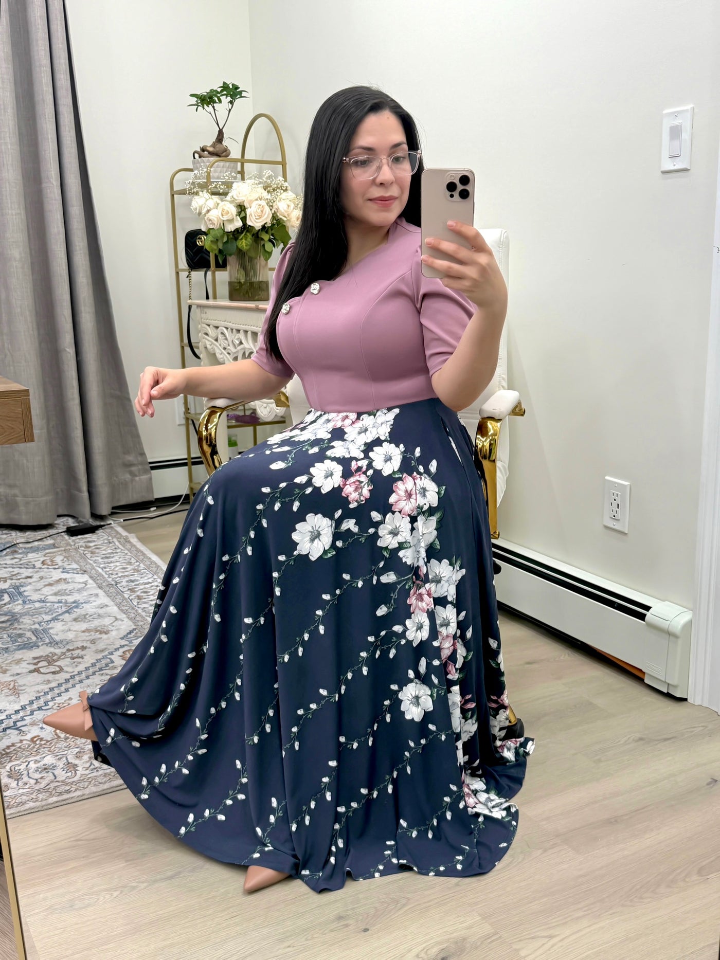 Karen Mauve Floral Maxi Dress