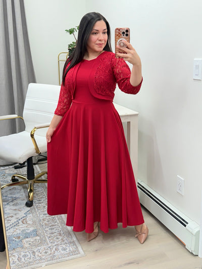 Red Lace Maxi Dress