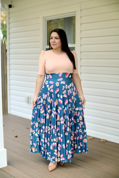 Sammy Peach Pleated Maxi Dress