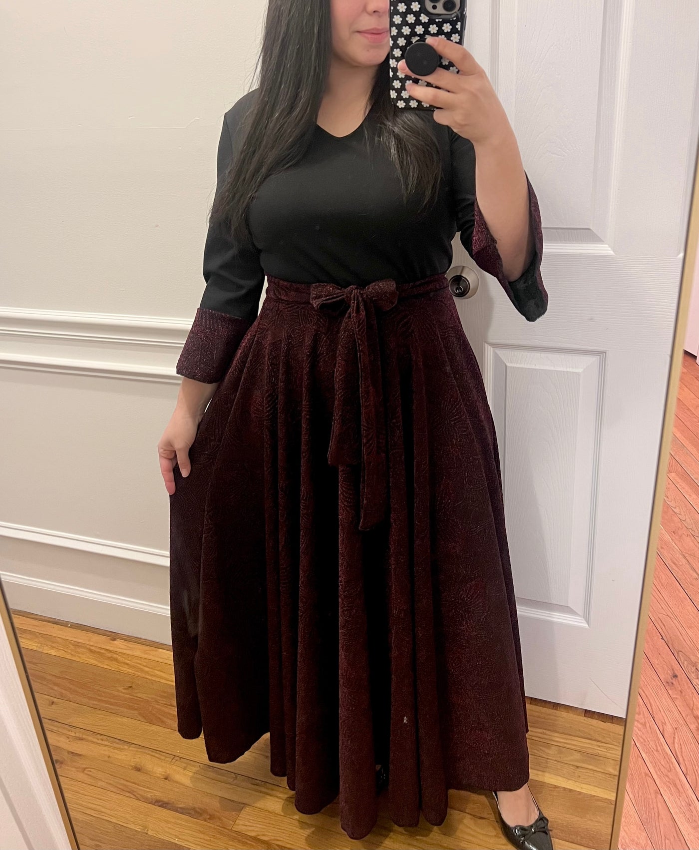 Black / Wine Shiny Maxi Dress