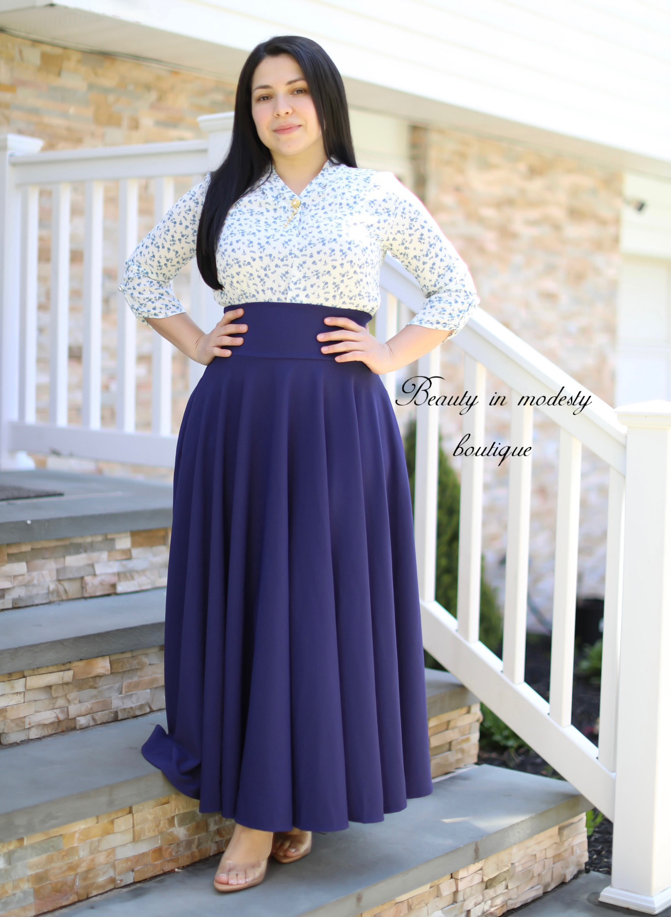 Navy Blue Maxi Skirt