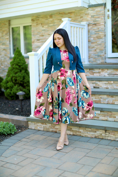 Adeline Teal Midi Dress