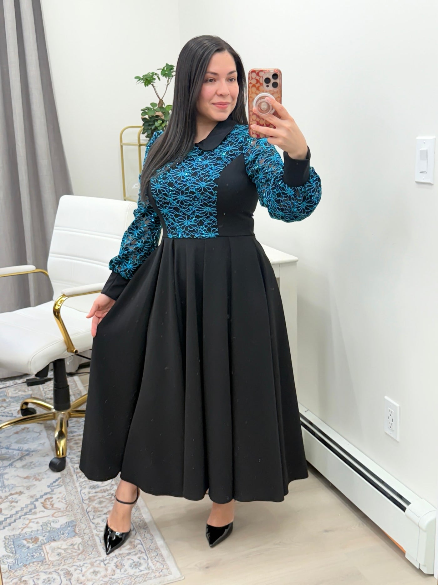 Teal Sparkles Maxi Dress