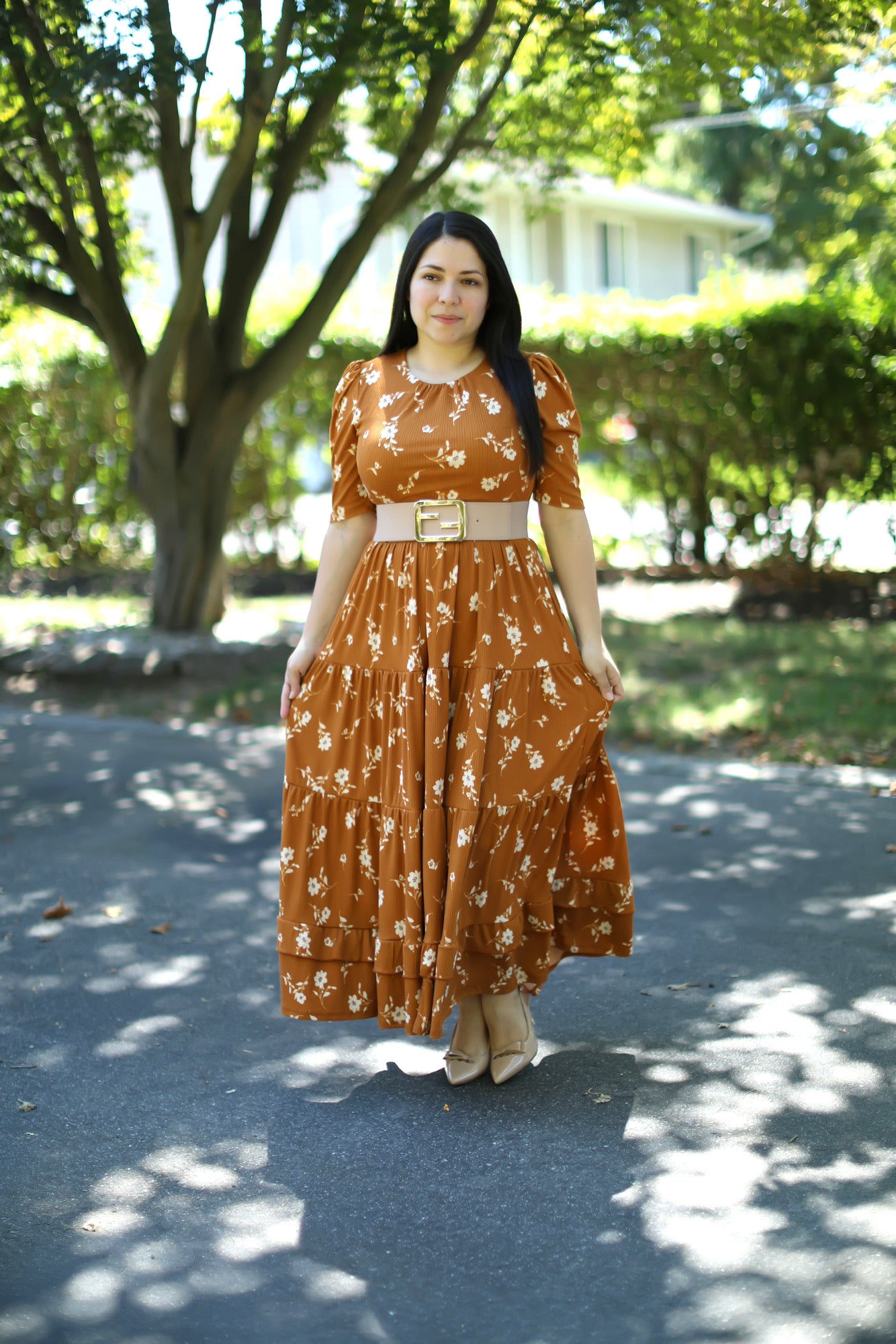 Brown Beige Maxi Dress
