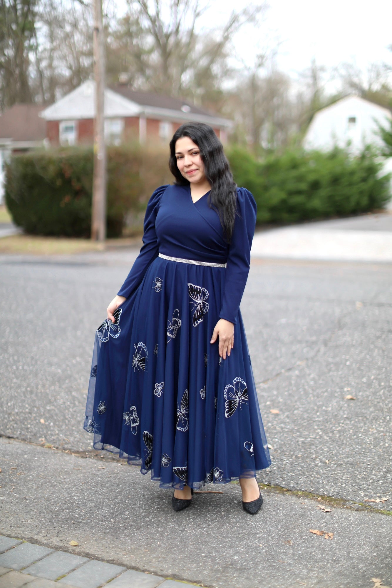 Navy Tulle Maxi Dress