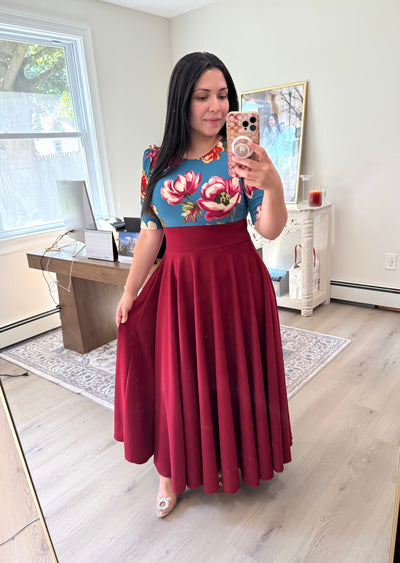 Classic Celeste Burgundy Maxi Dress