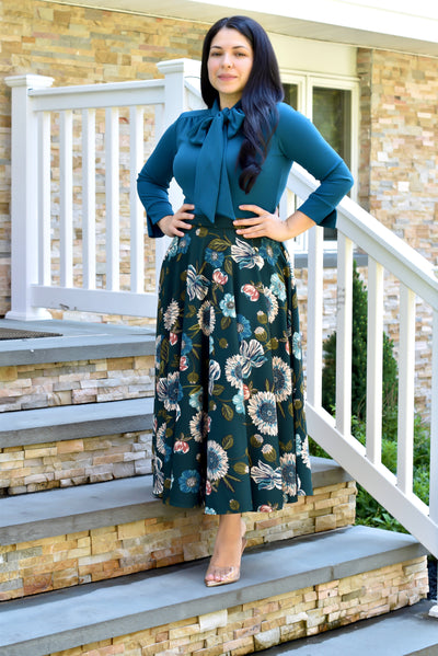 Abeline Blue/Teal Floral Maxi Dress