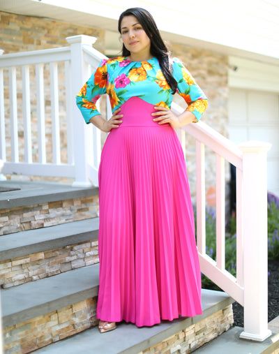 Lilibeth Floral / Fuscia Maxi Dress