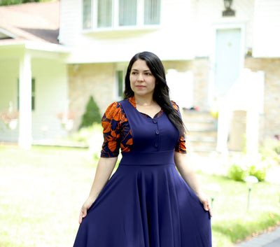 Navy Floral Stretchy Top