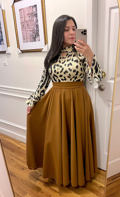 Animal Print Brown Maxi Dress