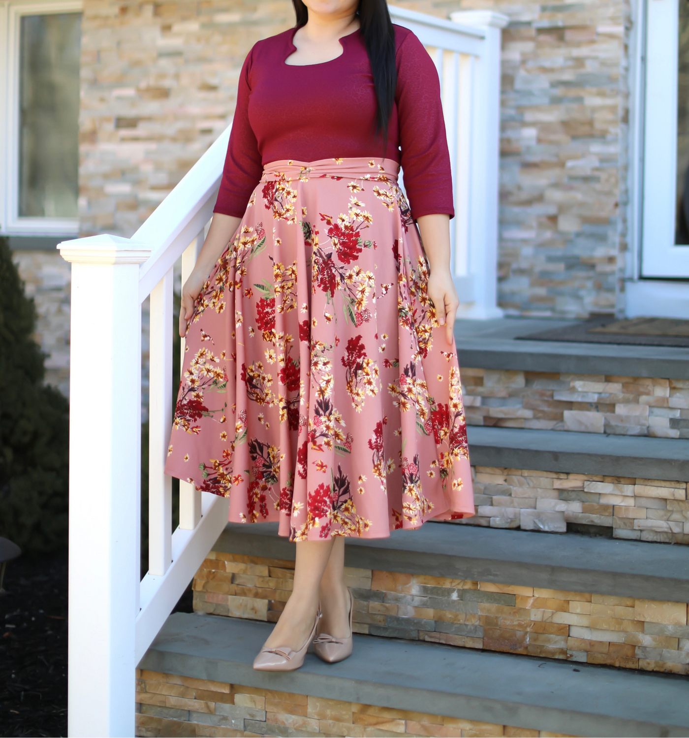 Patricia Burgundy / Mauve Midi Dress