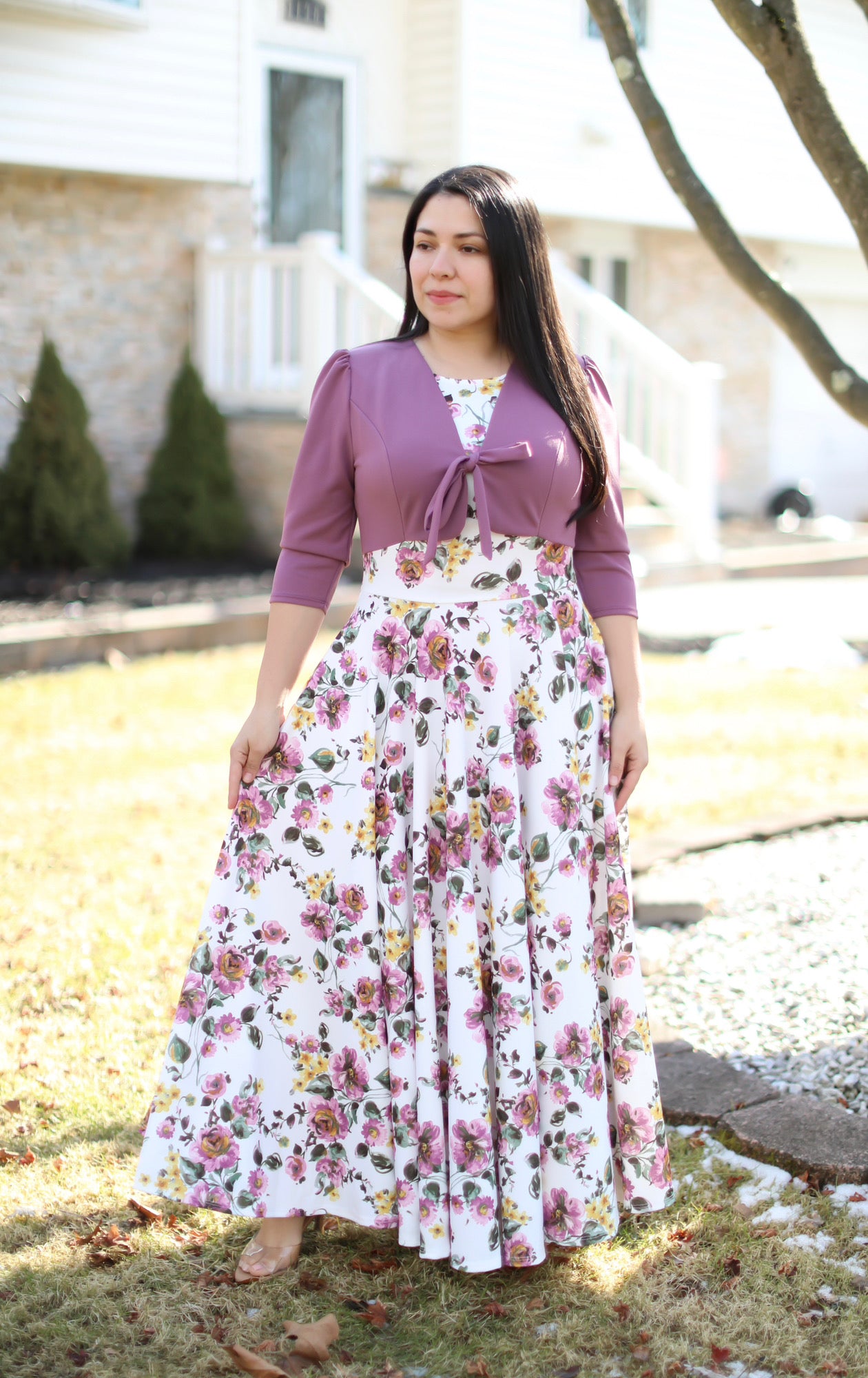 Eunice Mauve Floral Maxi Dress