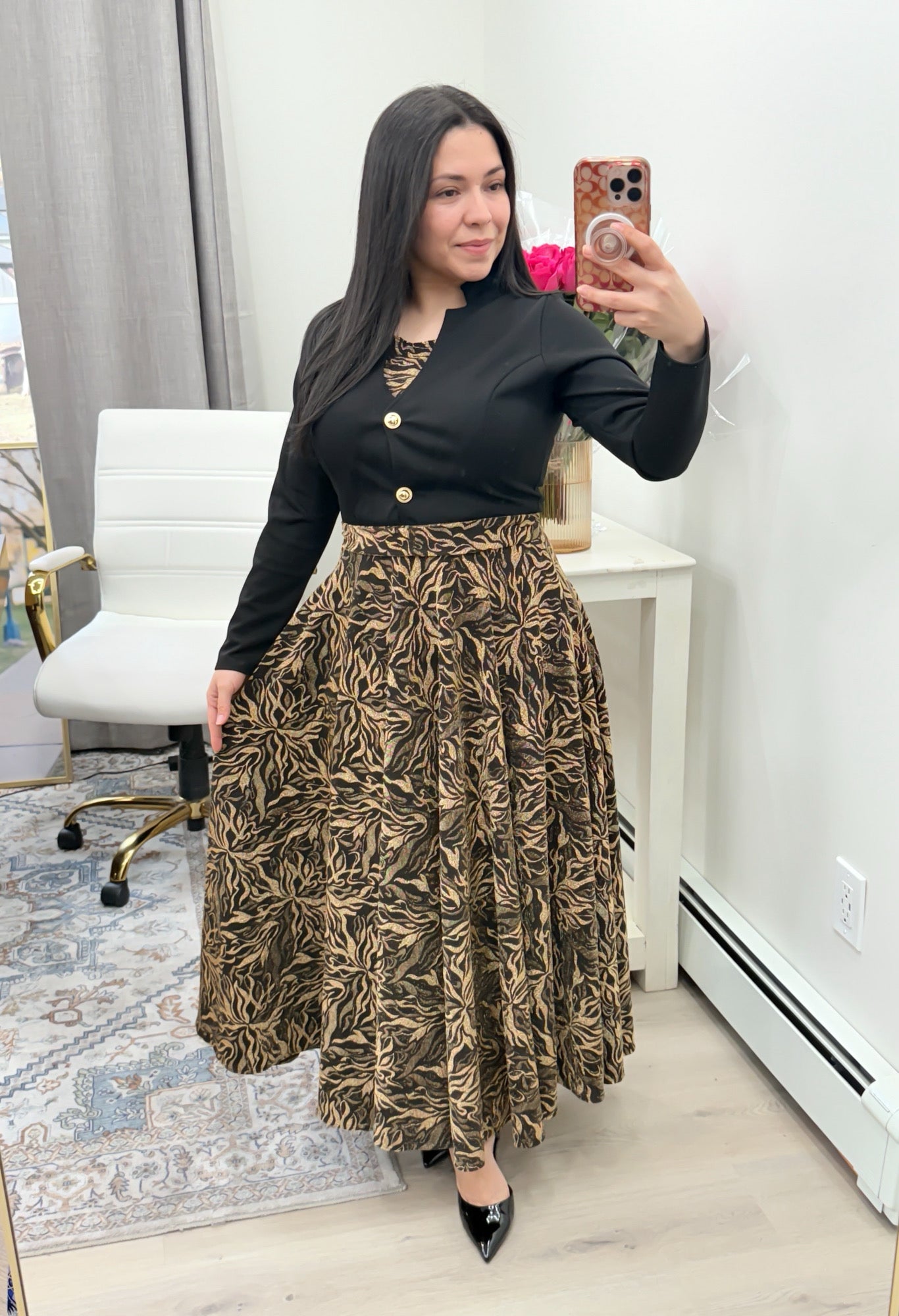 Gold Black Maxi Dress