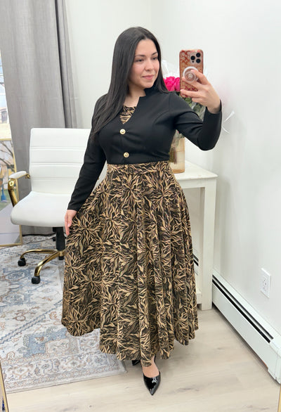 Gold Black Maxi Dress