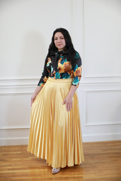 Raquel Floral / Gold Maxi Dress