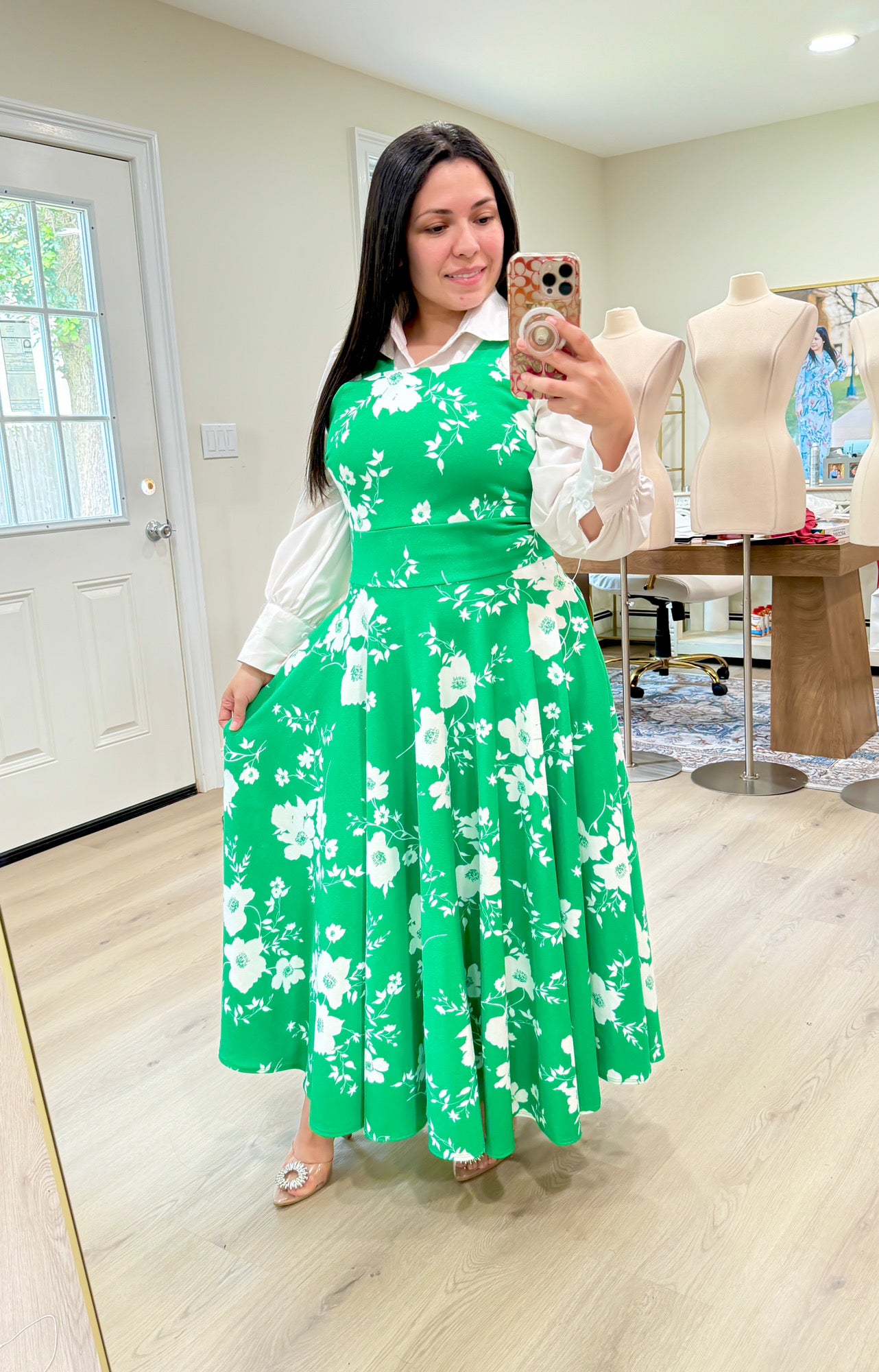 Green White Jumper Maxi Dress
