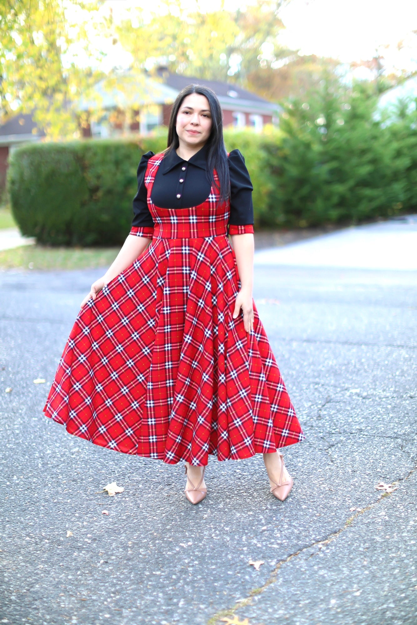 Holidays Black Red Overall Maxi Dress