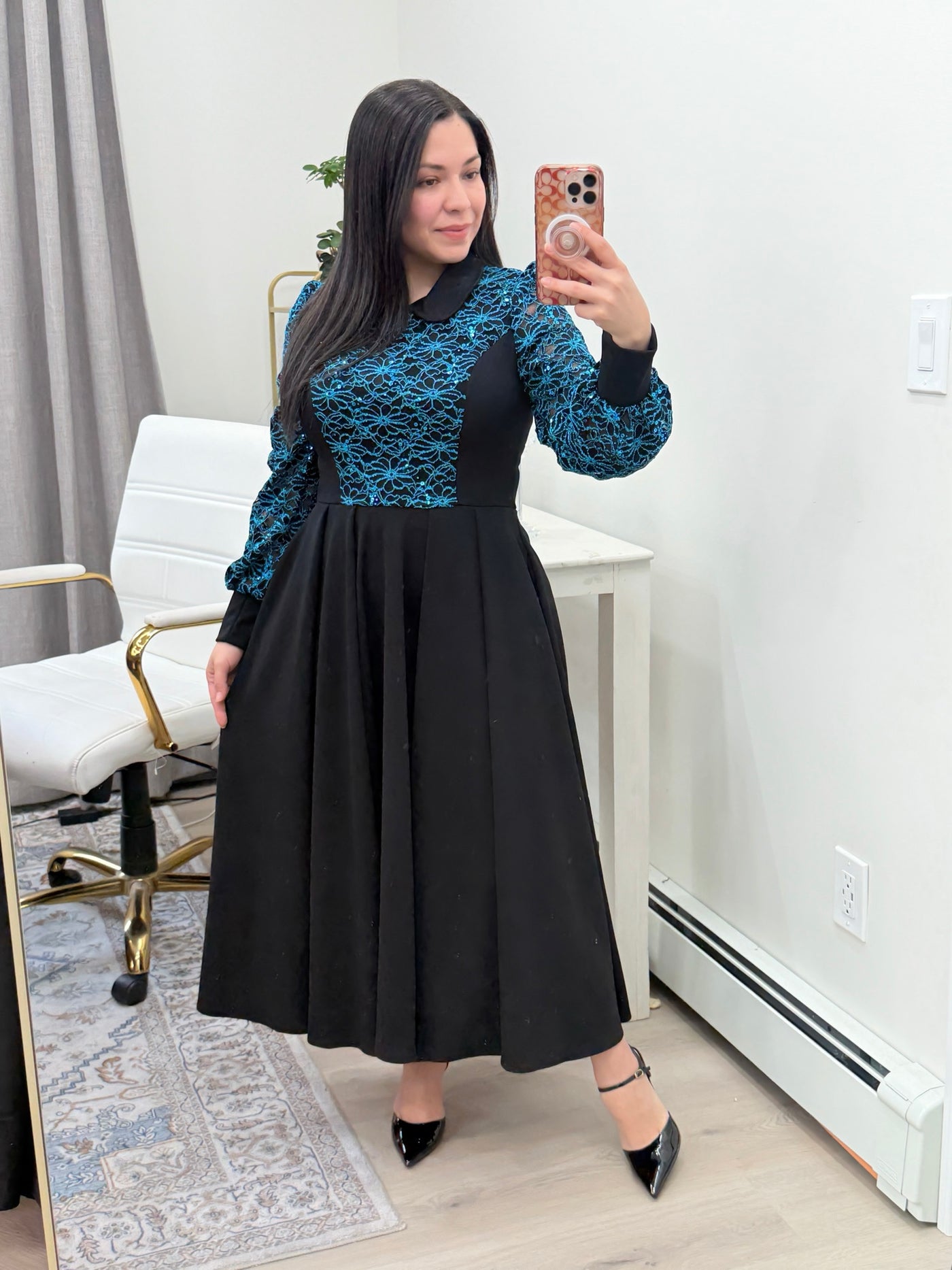 Teal Sparkles Maxi Dress