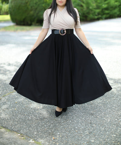 Dahlia Beige Black Maxi Dress